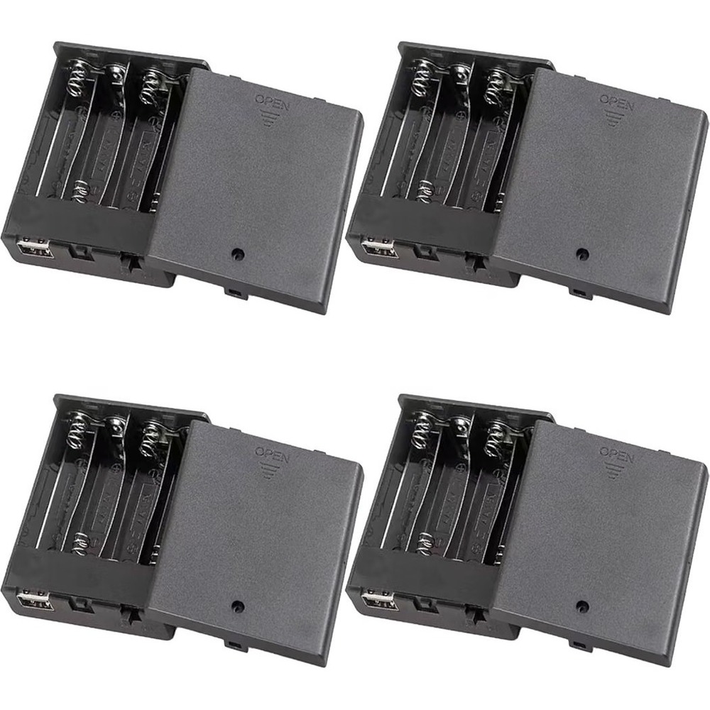 4 Pack 4 AA USB Battery Pack for LED Neon Signs, 4–6V Power Supply Converts U...
